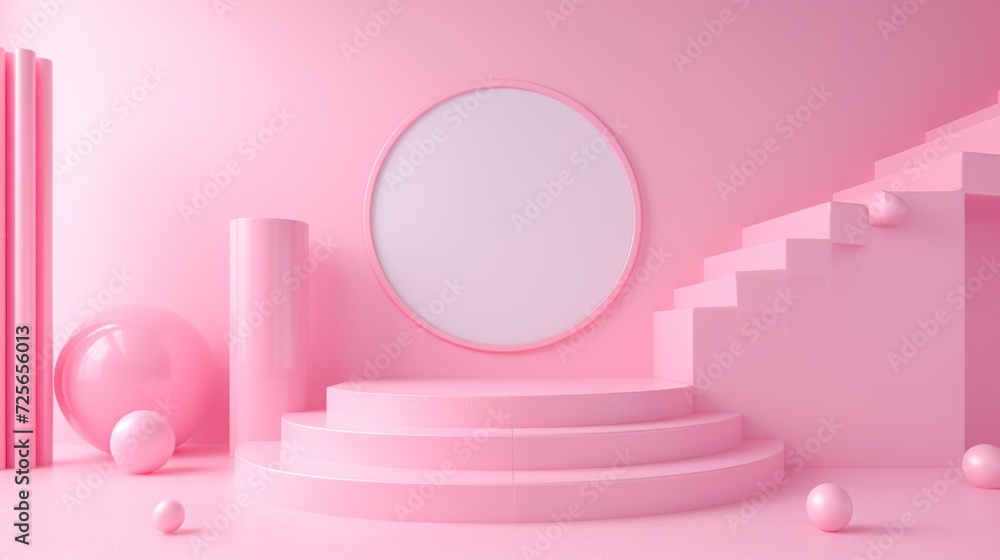 Display podium design for mock up and product presentation pink color scene Display podium design for mock up and product presentation pink color scene