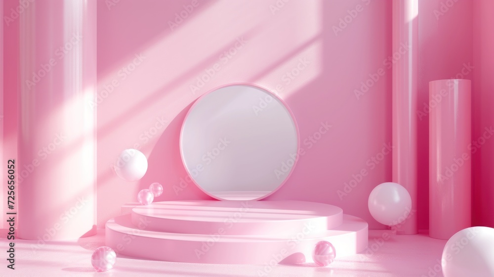 Display podium design for mock up and product presentation pink color scene Display podium design for mock up and product presentation pink color scene