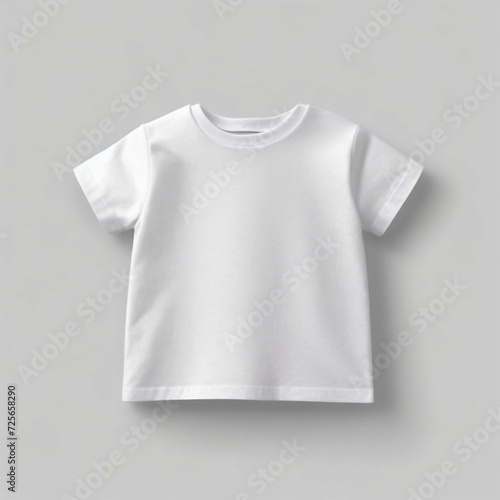 Blank white cotton newborn baby top t-shirt mock-up template design.cute little boy girl child isolated infant toddler shirt clothing fashion apparel wooden store mockup illustration.