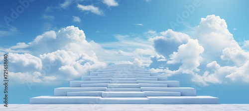 Ascend the stairs of success a conceptual journey toward the limitless blue sky