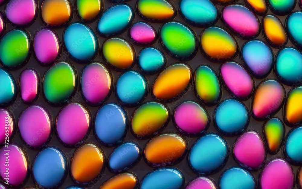 Colorful candy balls decorations background in 3D illustration. Generative ai