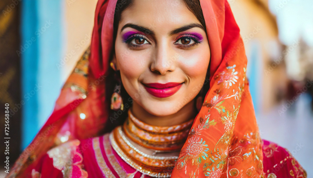 Moroccan Woman Portrait in Traditional Clothing
