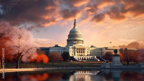 US Capitol building at sunset, Washington DC, USA. 