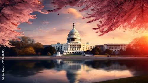US Capitol building at sunset, Washington DC, USA. 