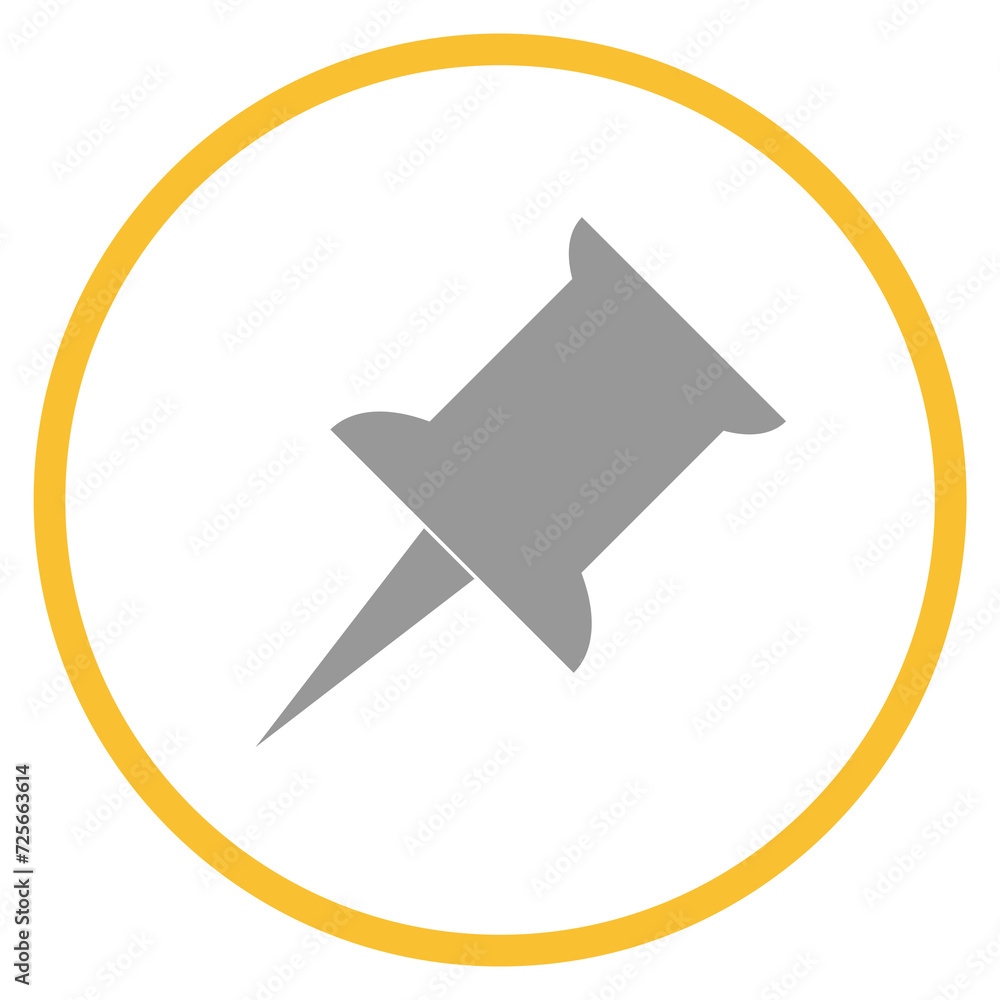 Button grau orange mit Stecker Icon: Anpinnen oder Merken Button grau orange mit Stecker Icon: Anpinnen oder Merken