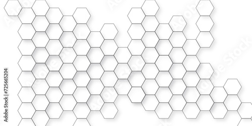 Background with hexagons. Abstract background with lines. white texture background. hexagon abstract background. Surface polygon pattern with glowing hexagon paper texture and futuristic business. © armans