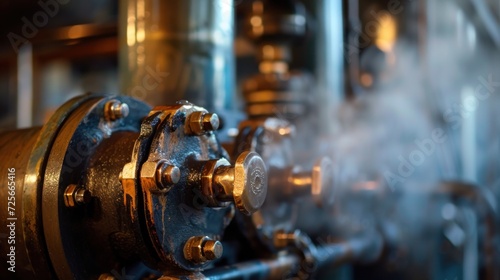 Detailed view of steam escaping a pressure valve, demonstrating real-life applications of thermodynamics photo
