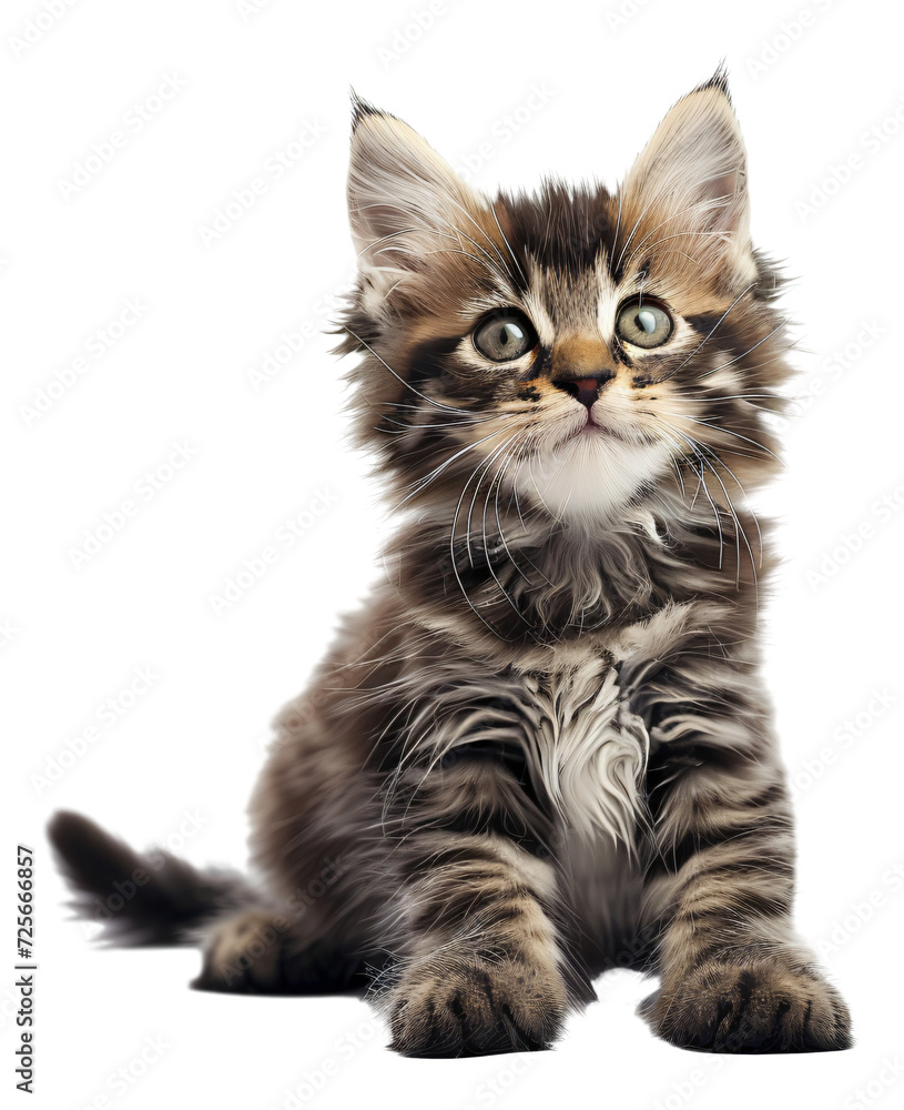 A dynamic pose of a Maine Coon kitten