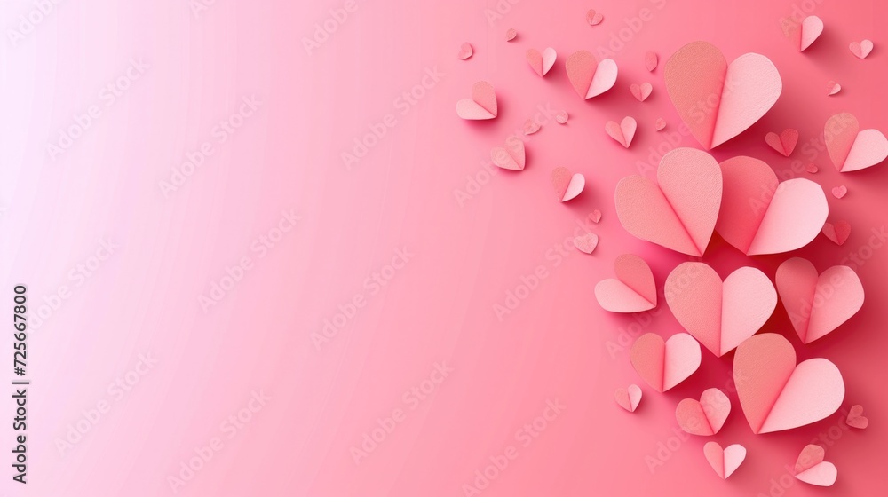Paper composition in the shape of flying hearts on blue background, vector symbol of love for women. Happy Valentine's Day Paper composition in the shape of flying hearts on blue background, vector symbol of love for women. Happy Valentine's Day