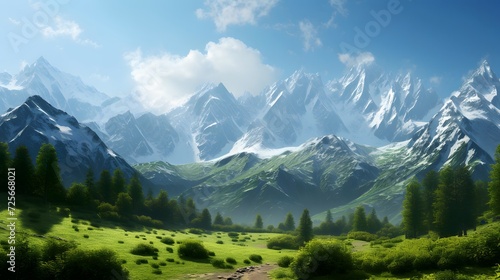 Panoramic view of mountains in the summer. Caucasus, Russia