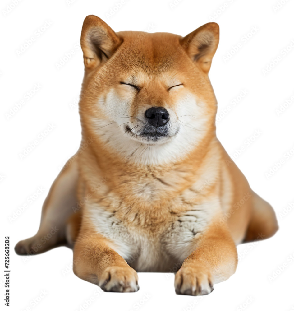 A relaxed Shiba Inu lounging