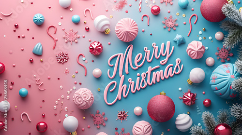 Merry Christmas text word minimalist mockup background wallpaper, colorful happy new year celebration concept
