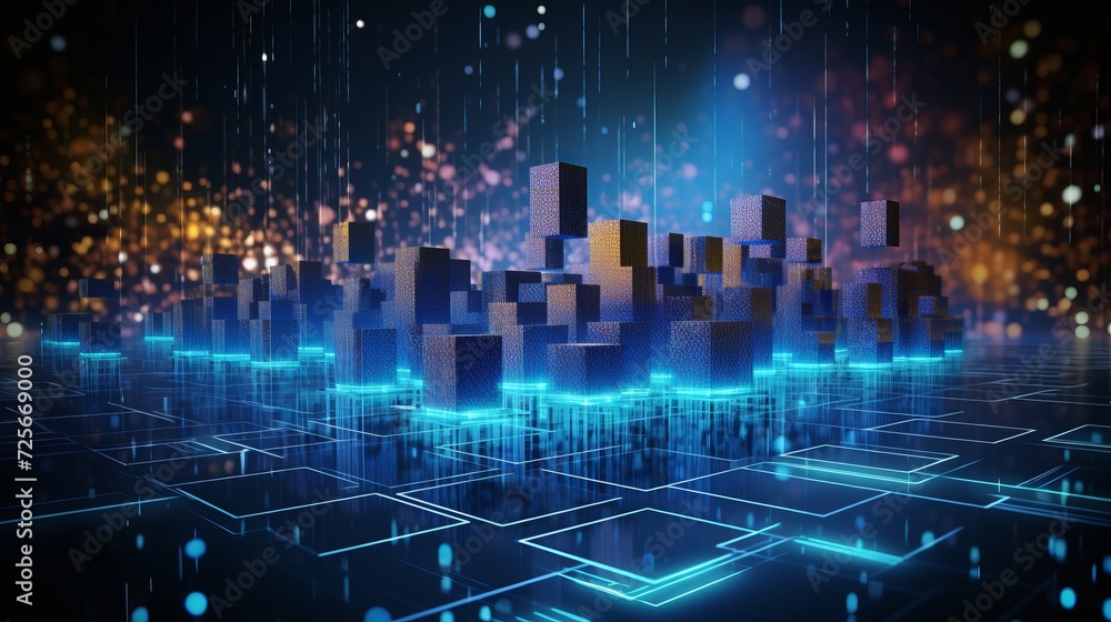 Obraz premium Dynamic visualization of artificial intelligence and big data technology flow