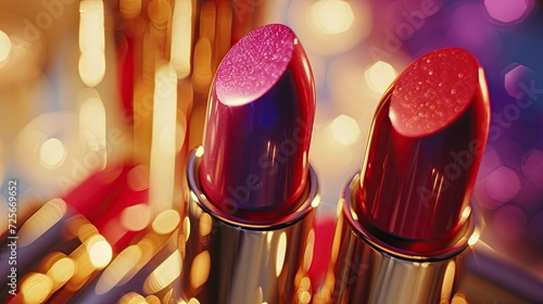 Lipsticks on bokeh background