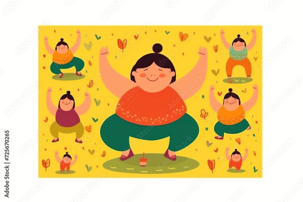 Naklejka premium Fat woman doing exercise. AI Generated