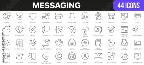 Messaging line icons collection. UI icon set in a flat design. Excellent signed icon collection. Thin outline icons pack. Vector illustration EPS10