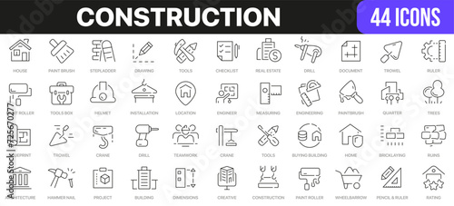 Construction line icons collection. UI icon set in a flat design. Excellent signed icon collection. Thin outline icons pack. Vector illustration EPS10