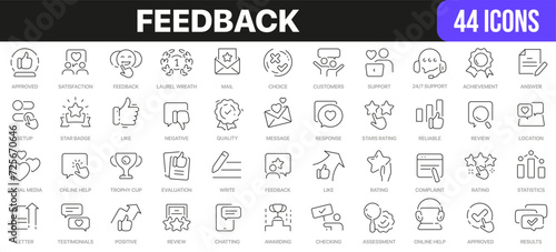 Feedback line icons collection. UI icon set in a flat design. Excellent signed icon collection. Thin outline icons pack. Vector illustration EPS10