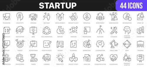 Startup line icons collection. UI icon set in a flat design. Excellent signed icon collection. Thin outline icons pack. Vector illustration EPS10