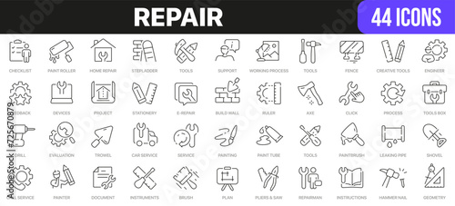 Fototapeta Naklejka Na Ścianę i Meble -  Repair line icons collection. UI icon set in a flat design. Excellent signed icon collection. Thin outline icons pack. Vector illustration EPS10