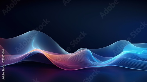 Advanced wave drawing. Abstract Neon Light, abstract color background, nightclub empty room interior, Technology. Harmony