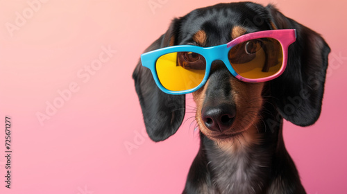 cute dachshund with sunglasses