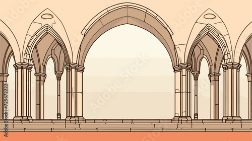 Vector representation of a historic cathedral  focusing on the intricate details of arches  columns  and stained glass  celebrating the timeless beauty of religious architecture. simple minimalist