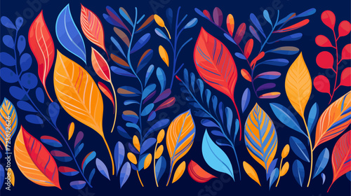 Vector illustration of vibrant and varied leaf shapes forming a dynamic and diverse pattern  celebrating the richness and beauty found in the foliage of different plants. simple minimalist
