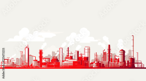 Vectorized industrial cityscape with factory silhouettes  symbolizing the dynamic and impactful role of factories in urban landscapes. simple minimalist illustration creative