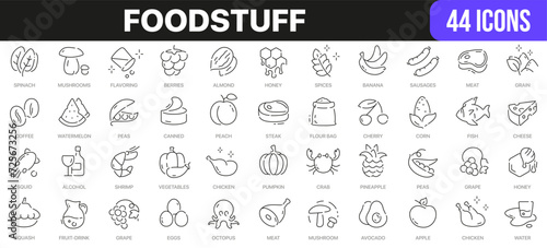 Foodstuff line icons collection. UI icon set in a flat design. Excellent signed icon collection. Thin outline icons pack. Vector illustration EPS10