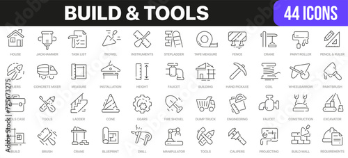 Build and tools line icons collection. UI icon set in a flat design. Excellent signed icon collection. Thin outline icons pack. Vector illustration EPS10 photo