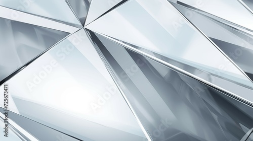 A white and gray transparent mirror sheet background with a geometric pattern of colorful triangles of different sizes and shapes arranged