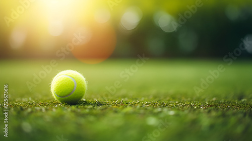 Tennis, Tennisschläger und Tennisball am Tennisplatz, close-up tennis ball and net on court, Generative, Ai © HayyanGFX