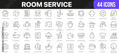 Room service line icons collection. UI icon set in a flat design. Excellent signed icon collection. Thin outline icons pack. Vector illustration EPS10