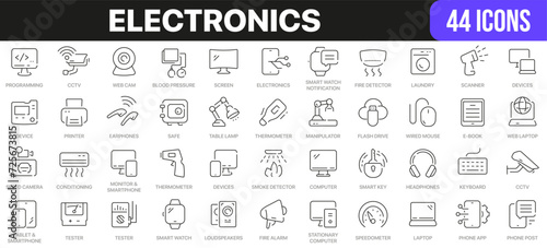 Electronics line icons collection. UI icon set in a flat design. Excellent signed icon collection. Thin outline icons pack. Vector illustration EPS10