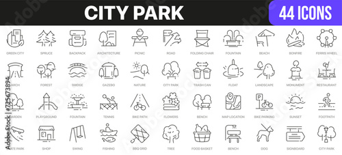 City park line icons collection. UI icon set in a flat design. Excellent signed icon collection. Thin outline icons pack. Vector illustration EPS10
