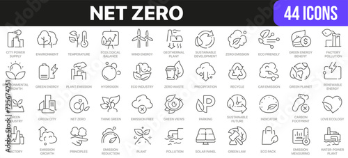Net zero line icons collection. UI icon set in a flat design. Excellent signed icon collection. Thin outline icons pack. Vector illustration EPS10