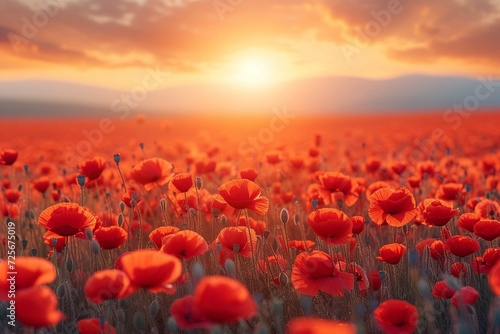 poppy field sunset
