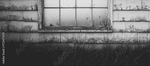 A mark on a deserted house's window photo