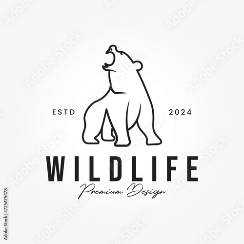 predatory bear badge logo vector illustration design