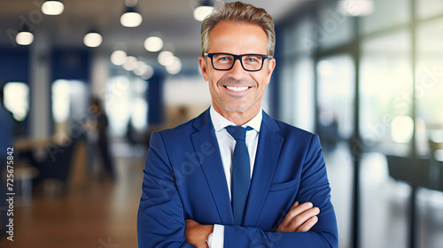 Happy smiling middle aged professional business man company executive ceo manager wearing a suit at his office  ©  Mohammad Xte