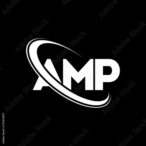 AMP logo. AMP letter. AMP letter logo design. Initials AMP logo linked with circle and uppercase monogram logo. AMP typography for technology, business and real estate brand.