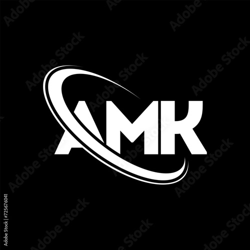 AMK logo. AMK letter. AMK letter logo design. Initials AMK logo linked with circle and uppercase monogram logo. AMK typography for technology, business and real estate brand. photo