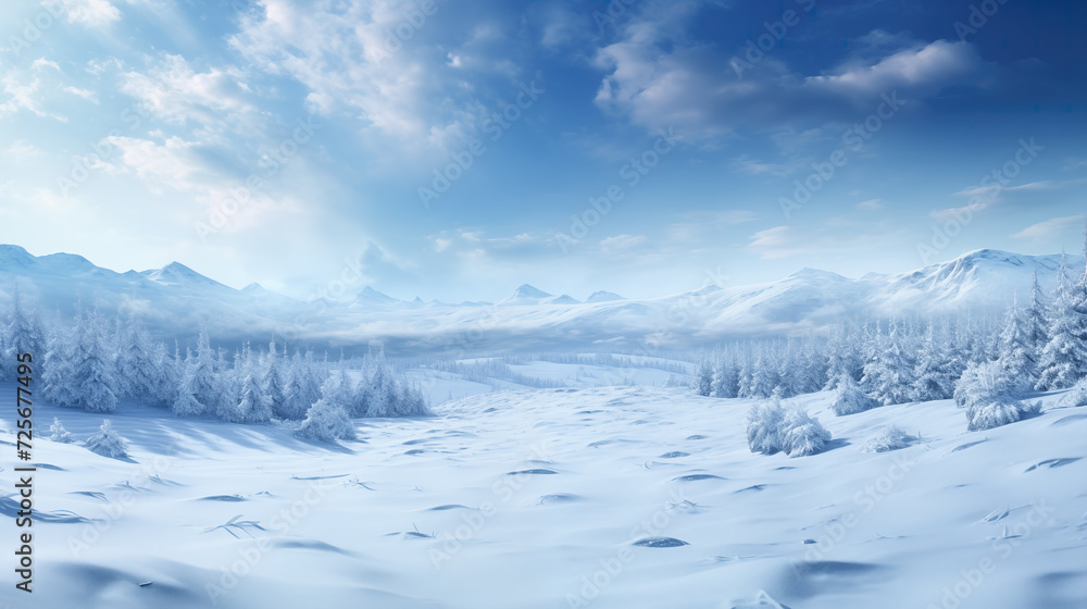 a beautiful winter landscape next to a forest, wallpaper design a beautiful winter landscape next to a forest, wallpaper design