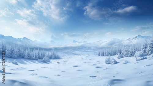 a beautiful winter landscape next to a forest, wallpaper design