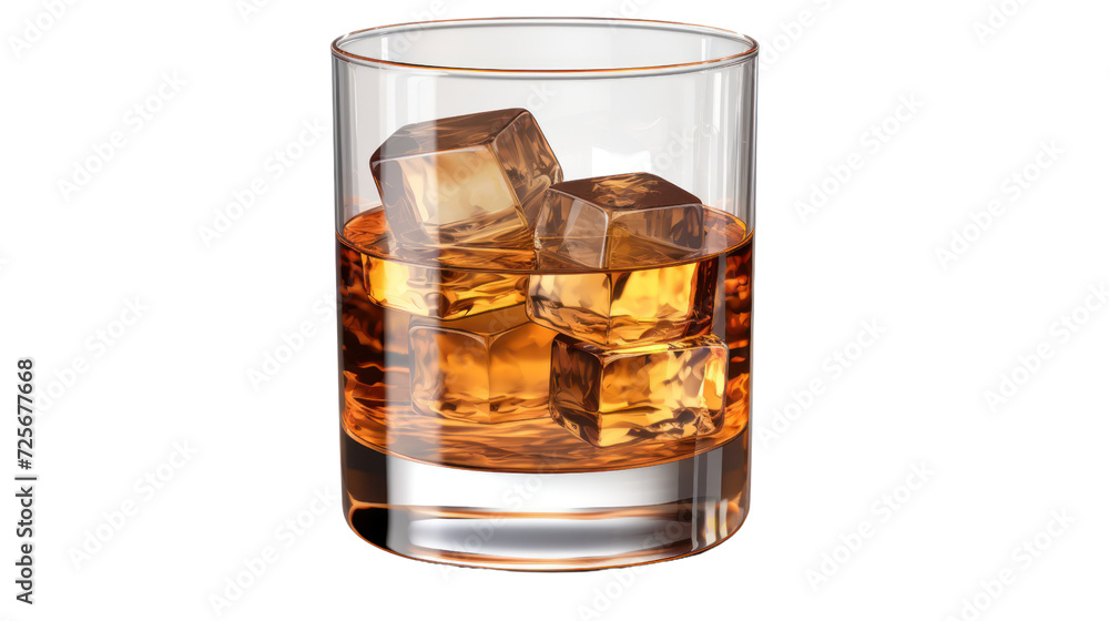 glass of whiskey isolated on transparent and white background.PNG image