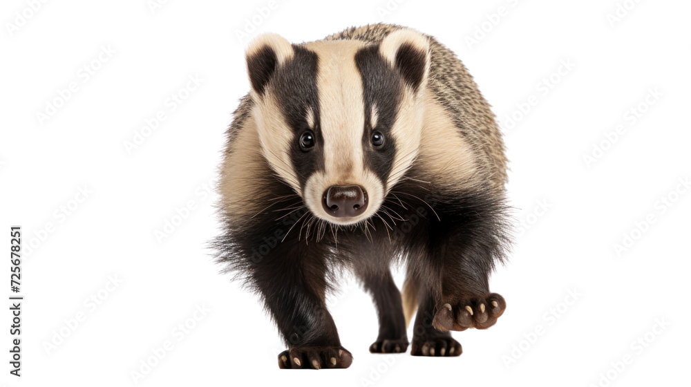 European badger walking isolated on transparent and white background.PNG image European badger walking isolated on transparent and white background.PNG image