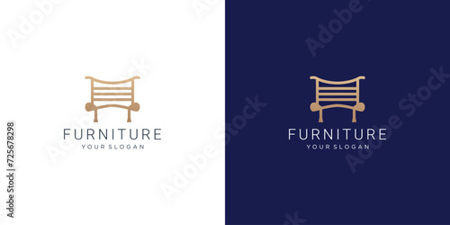 Sofa chair Furniture vector logo design. premium template design.