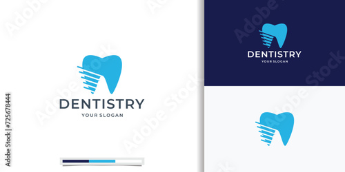Modern minimal dentist logo design. Abstract tooth icon logotype. Dental clinic vector sign mark icon. photo