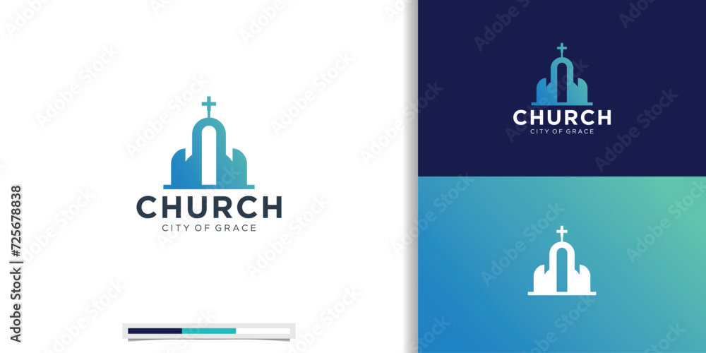 Christian Church Build Jesus Cross Gospel logo design inspiration. premium vector - obrazy, fototapety, plakaty 